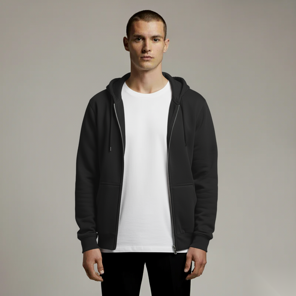 Signature Black Zip Hoodie