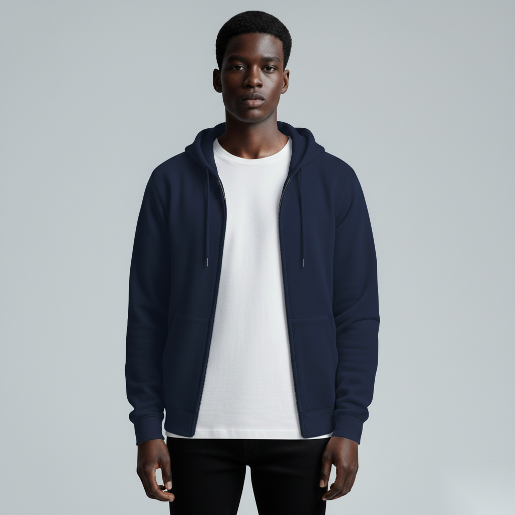 Signature Navy Zip Hoodie